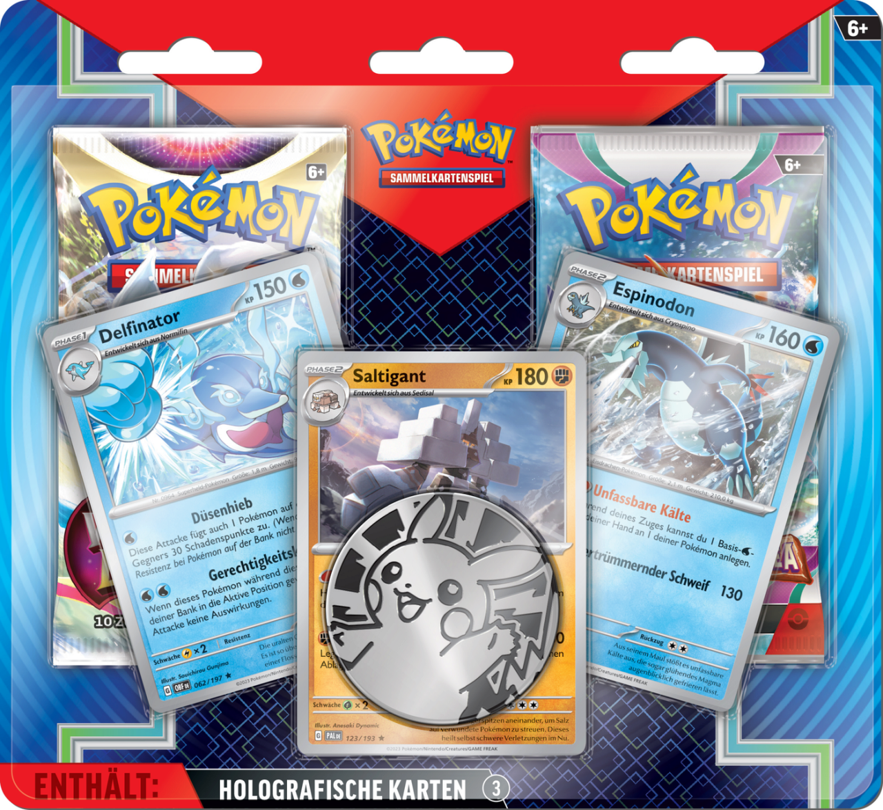 POKEMON 45859 PKM Pokémon Enhanced 2er-Pack Espinodon, Saltigant und Delfinator